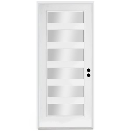 Codel Doors 32" x 96" Primed White Contemporary Flush-Glazed Exterior Fiberglass Door 2880LHISPSF20F6LC691626DM